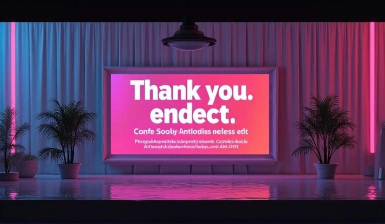 Scène OBS de fin de stream avec des remerciements et des liens vers les réseaux sociaux du streamer, design vibrant.
