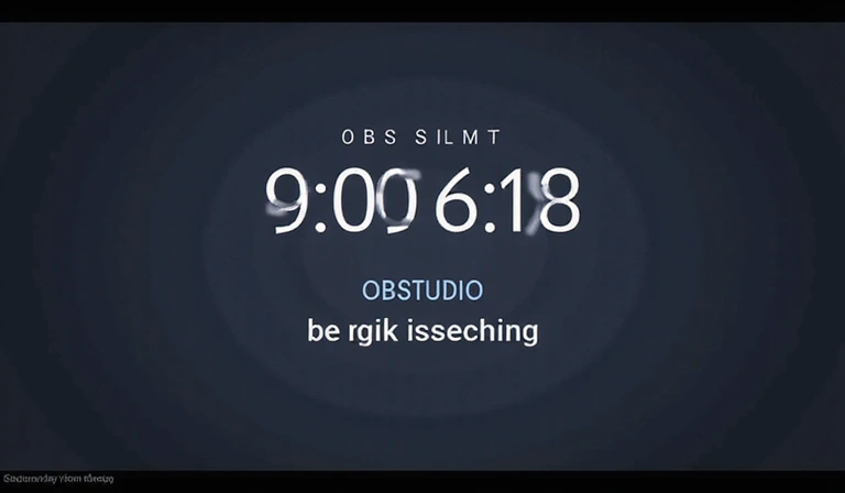 Scène OBS de pause avec un compte à rebours et un message personnalisé, design moderne.