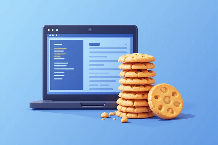 Illustration de cookies numériques et d'une icône de navigateur web