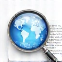 Icône de transparence, une loupe sur un document ou un globe transparent.